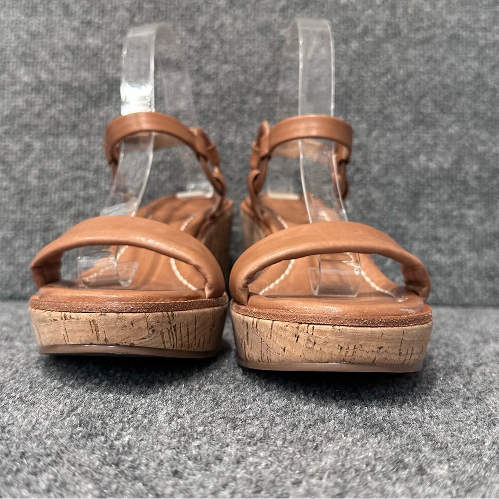 Bernardo size11 Kennedy leather platform wedge sandal in Luggage tan ankle strap - Picture 4 of 9